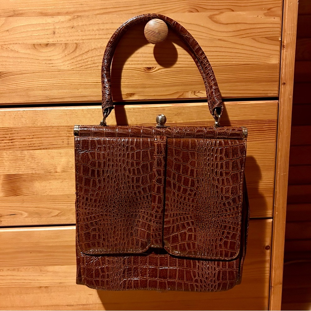 Brown Vintage Crocodile Women's Bag